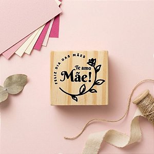 Carimbo de Madeira Artesanal - Feliz Dia Das Mães - AF-010M - 1 unidade - Rizzo