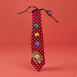 Gravata de Festa Junina - Vermelho Corações - 30cm - 1 unidade - Rizzo