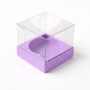 Caixa Mini Bolo M (7x7x7cm) Lilás Poá - 10 unidades - Assk - Rizzo