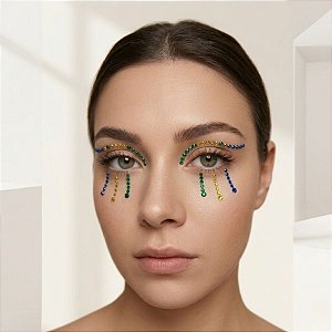 Adesivo Facial Copa do Mundo Strass - Brasil - Modelo 1 - 1 unidade - Rizzo