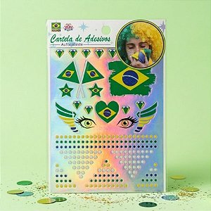 Adesivo Facial Autocolante Copa do Mundo - Brasil - Modelo 6 - 1 unidade - Rizzo
