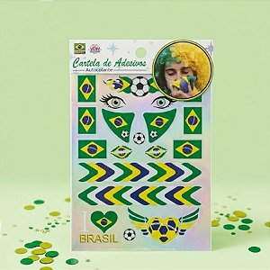 Adesivo Facial Autocolante Copa do Mundo - Brasil - Modelo 5 - 1 unidade - Rizzo