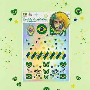 Adesivo Facial Autocolante Copa do Mundo - Brasil - Modelo 4 - 1 unidade - Rizzo
