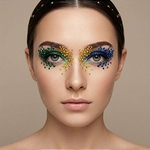 Adesivo Facial Copa do Mundo Strass - Brasil - Modelo 5 - 1 unidade - Rizzo