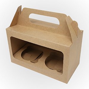 Caixa Sacola Para Mini Bolo Duplo MB2 - Kraft - 16,5x8x10cm - 10 unidades - CAC - Rizzo