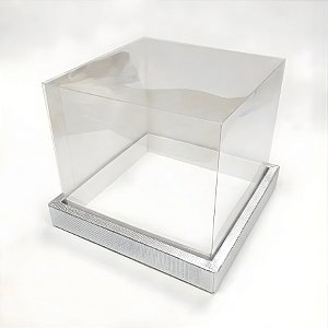 Caixa para Panetone 100g 10x10x10cm Prata Texturizada - 10 unidades - Assk - Rizzo