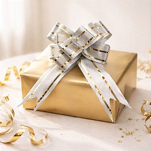 Laço Fácil Prata e Dourado - 44cm - 10 unidades - Rizzo