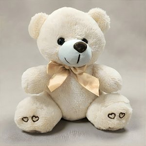Urso de Pelúcia com Laço - Branco - 17x21x12cm - 1 unidade - Rizzo