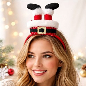 Tiara de Natal - Perna do Papai Noel -  Vermelho e Branco - 28cm - 1 unidade - Rizzo