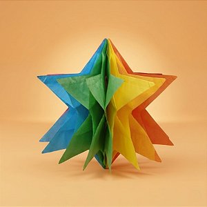 Enfeite Decorativo de Papel Seda - Estrela Colorida - 25x25cm - 1 unidade - Rizzo