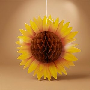 Enfeite Decorativo de Papel Seda - Girassol - 26x26cm - 1 unidade - Rizzo