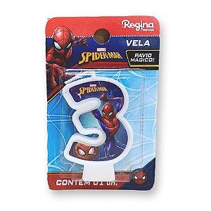 Vela Festa Spider Man Número 3 - 01 unidade - Disney Original