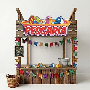 Placa De Sinalização em Papel para Festa Junina -  Pescaria - 50cm - 1 unidade - Festa Maluca - Rizzo