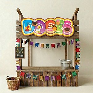 Placa De Sinalização em Papel para Festa Junina -  Doces - 50cm - 1 unidade - Festa Maluca - Rizzo