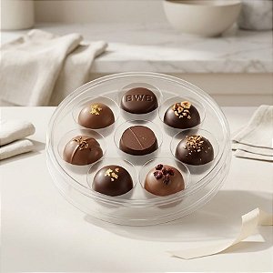 Caixa Redonda de Acetato Para Bombons 8 Cavidades - Cristal -  Ref.14085 - 10 unidades - BWB - Rizzo