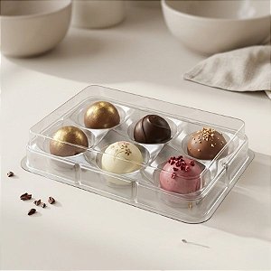 Caixa Retangular de Acetato Para Bombons 6 Cavidades - Cristal -  Ref.14245 - 10 unidades - BWB - Rizzo