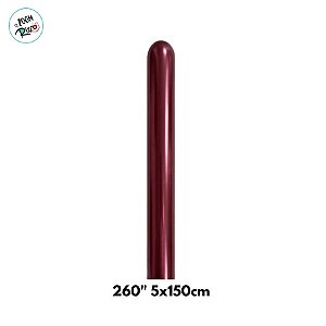 Balão de Festa Látex Twist - Metal Bordo - 260" 5x150cm - 50 unidades - Sempertex - Rizzo