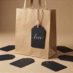 Tag Decorativa - Preto com Furo - 4,5x7cm - 10 Unidades - Rizzo