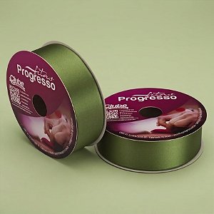 Fita de Cetim 38mm x 50m - Verde Militar - CF009 Cor 249 - Rolo 50m - 1 unidade - Progresso - Rizzo