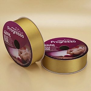 Fita de Cetim 38mm x 50m - Ouro - CF009 Cor 228 - Rolo 50m - 1 unidade - Progresso - Rizzo
