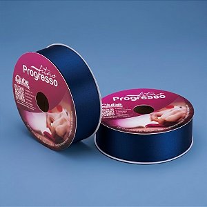 Fita de Cetim 38mm x 50m - Azul Marinho - CF009 Cor 215 - Rolo 50m - 1 unidade - Progresso - Rizzo