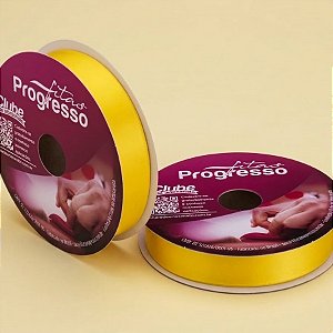 Fita de Cetim 22mm x 50m - Amarelo Gema - CF005 Cor 763 - Rolo 50m - 1 unidade - Progresso - Rizzo