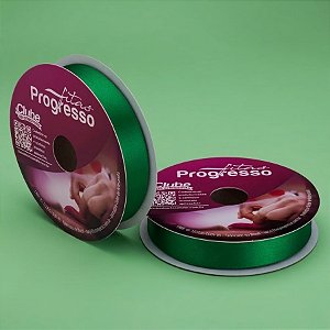 Fita de Cetim 22mm x 50m - Verde Bandeira - CF005 Cor 217 - Rolo 50m - 1 unidade - Progresso - Rizzo