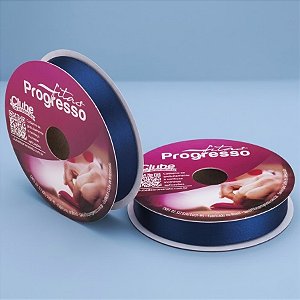 Fita de Cetim 22mm x 50m - Azul Marinho - CF005 Cor 215 - Rolo 50m - 1 unidade - Progresso - Rizzo