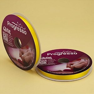 Fita de Cetim 10mm x 50m - Amarelo Gema - CF002 Cor 763 - Rolo 50m - 1 unidade - Progresso - Rizzo