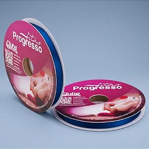 Fita de Cetim 10mm x 50m - Azul Marinho - CF002 Cor 215 - Rolo 50m - 1 unidade - Progresso - Rizzo