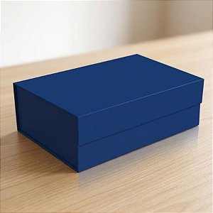 Caixa de Papel Rígido Retangular com Imã - Azul Escuro - M 29x21x9cm - 1 unidade - Cromus - Rizzo
