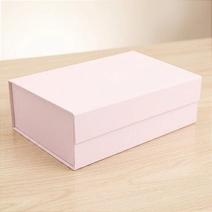 Caixa de Papel Rígido Retangular com Imã - Rosa Bebê - G 33,5x24,5x10cm - 1 unidade - Cromus - Rizzo