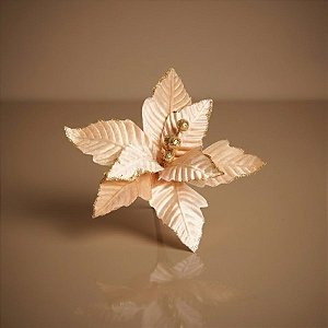 Flor de Cabo Curto Poinsétia Nude - 15cm - 1 unidade - Cromus - Rizzo