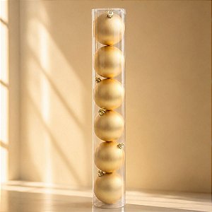 Bola de Natal em Tubo - Fosco Ouro - 10cm - 6 unidades - Cromus - Rizzo