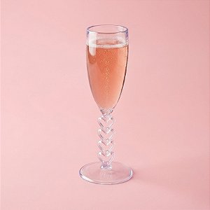 Taça Champanhe em Acrílico - Paixão - Transparente Cristal - 20cm - 50ml - 1 unidade - Rizzo