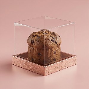 Caixa para Panetone 250g (12x12x12cm) - Rose Gold Texturizda - 05 unidades - Assk - Rizzo