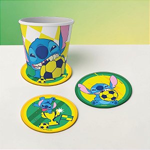 Porta Copo Redondo - Stitch Na Copa - 9cm - 8 unidades - FestColor - Rizzo