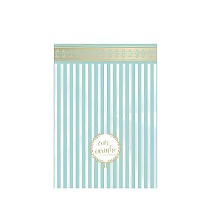 Saco Transparente Decorado - 10x14cm - Acqua "Com Carinho" Ouro - 50 unidades - Cromus - Rizzo