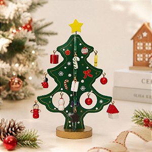 Enfeite de Madeira - Árvore de Natal Verde - 14x10,5cm - 1 unidade - Rizzo