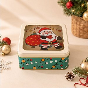 Lata de Natal de Metal - Papai Noel Com Saco de Presentes - 15,5cm - 1 unidade - Rizzo