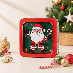 Lata de Natal de Metal - Papai Noel Com Bengala Doce - 15,5cm - 1 unidade - Rizzo