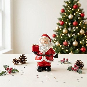 Enfeite Decorativo de Natal em Resina - Papai Noel - Presente - 8cm - 1 unidade - Rizzo