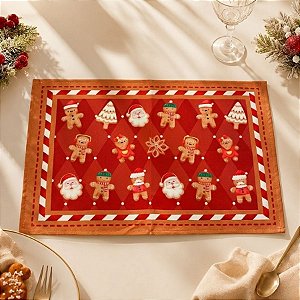 Jogo Americano de Natal - Laranja Com Vermelho - 45x30cm - 1 unidade - Rizzo