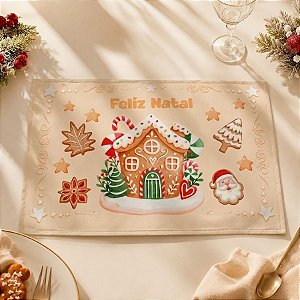 Jogo Americano de Natal - Bege - 45x30cm - 1 unidade - Rizzo