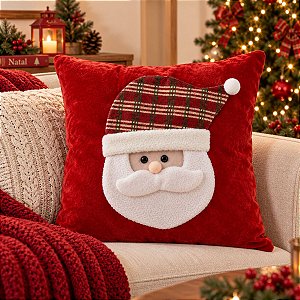Capa Para Almofada de Natal - Papai Noel - Vermelho - 45cm - 1 unidade - Rizzo