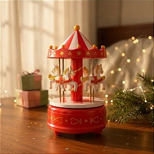 Cenário De Natal - Carrossel com Som e Movimento - Branco - 17x11cm - 1 unidade - Rizzo