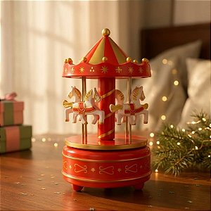 Cenário De Natal - Carrossel com Som e Movimento - Amarelo - 17x11cm - 1 unidade - Rizzo