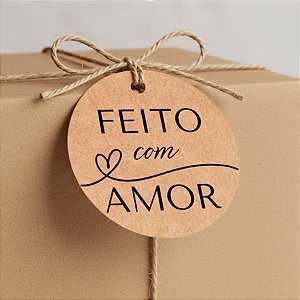 Tag Decorativa - Feito com Amor - 15 unidades - Stickr - Rizzo