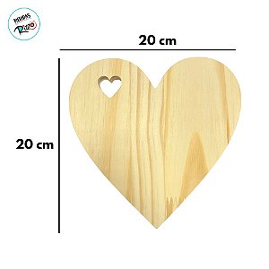Tábua Coração em Madeira Pinus - 20cm - 1 unidade - Rizzo