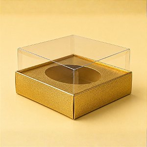 Caixa para Meio Ovo de 100g - 11x12x7cm - Ouro Texturizado - 5 unidades - ASSK - Rizzo
